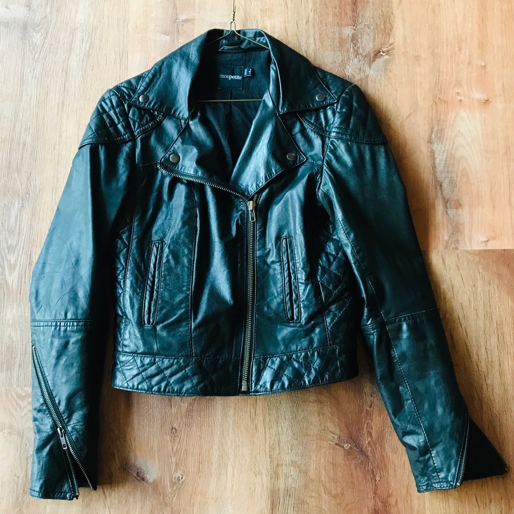 ASOS PETITE Exclusive Leather Biker Jacket